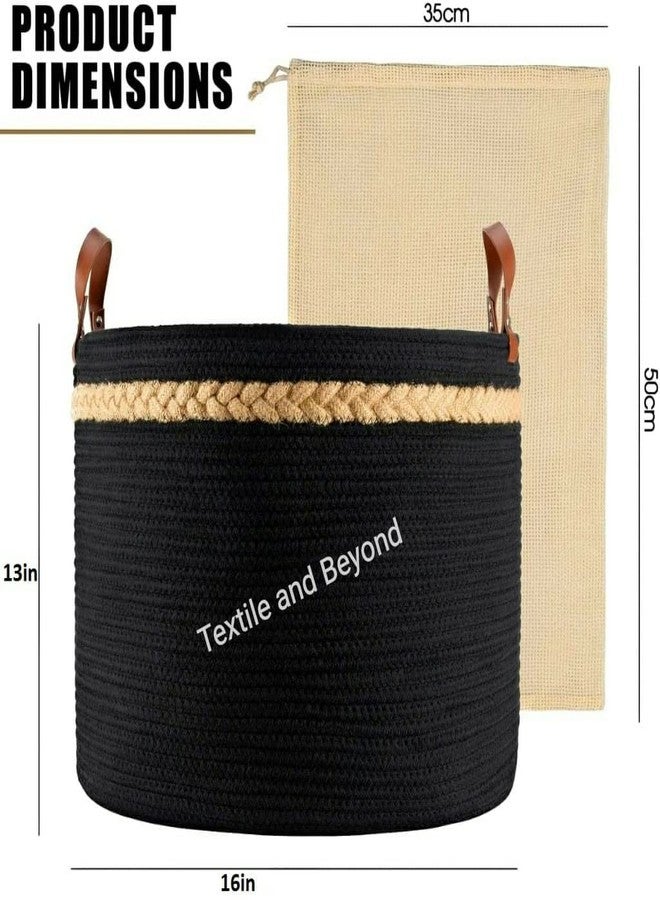 Textile and Beyond منظم تخزين من الحبال بتصميم بوهيمي من Textile and Beyond - سلة قطنية للفواكه، الغسيل، الألعاب، سلة الهدايا، صينية أطفال، منظم دلو لغرفة المعيشة والمطبخ والحمام (2.15 كجم) - Image 5